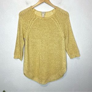 Chico's Yellow Crew Neck Sweater